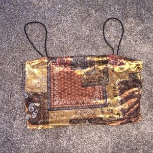 Crushed velvet paisley crop top